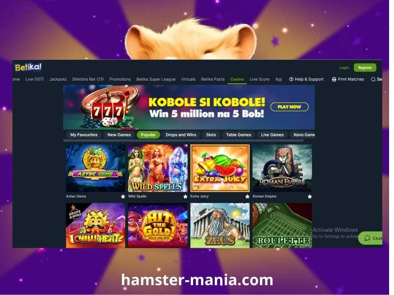 Spela Hamster om pengar på Betika Casino