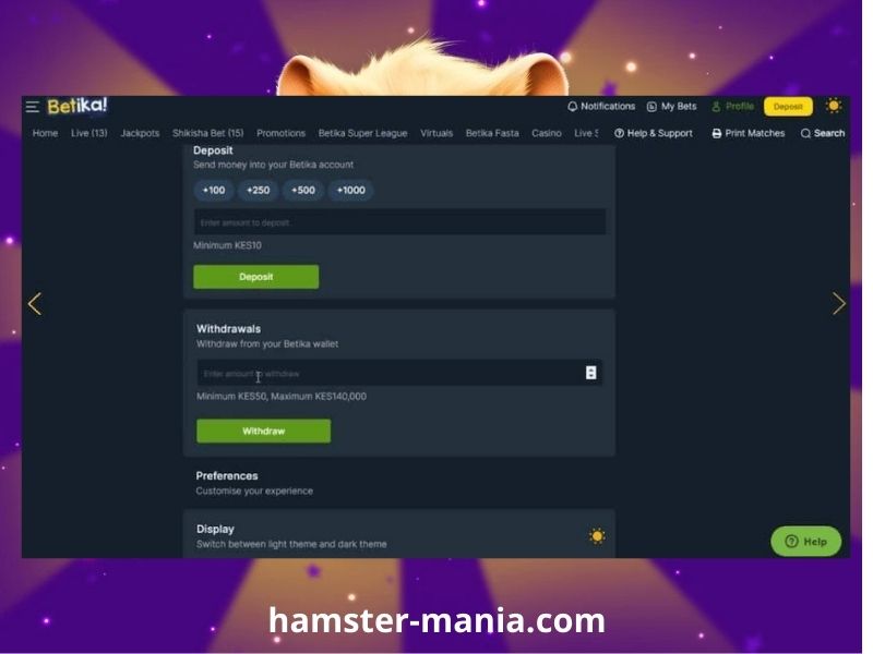 Gör en insättning i Hamster Mania för Betika