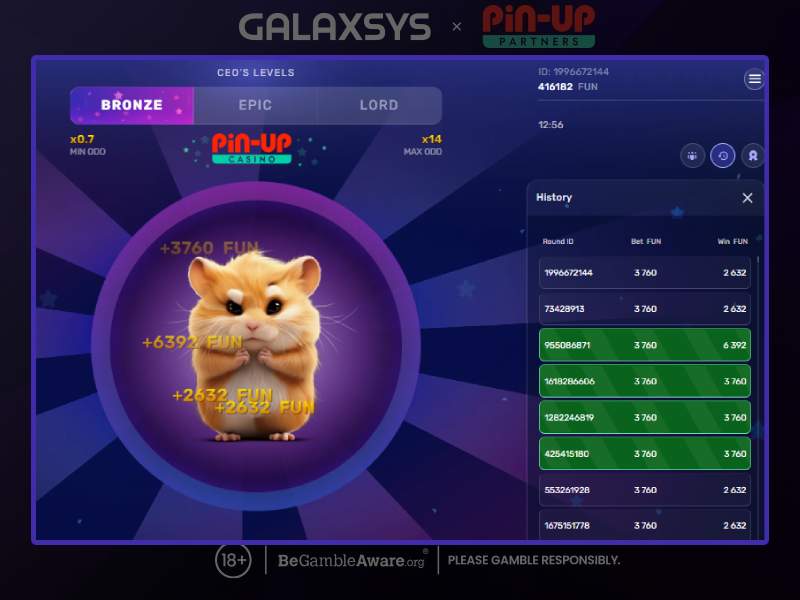 Playing Hamster Mania through the mobile version of the site