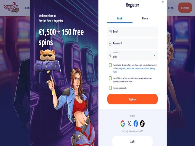Registrering hos Vulkan Vegas Casino